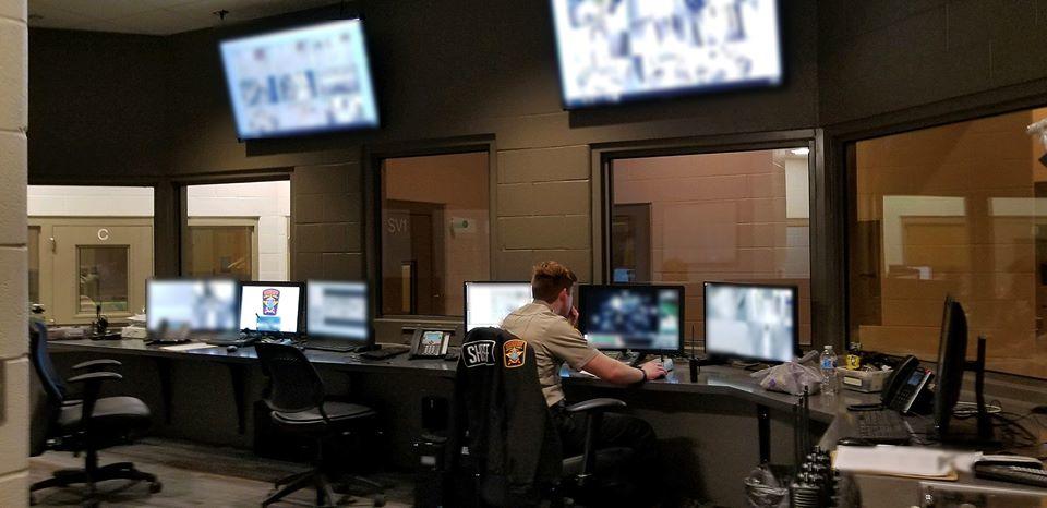 Control Room with TVs at new detention center 