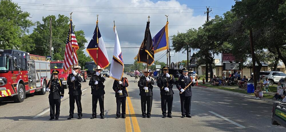 Honor Guard ready to present color for the Das Festival parade