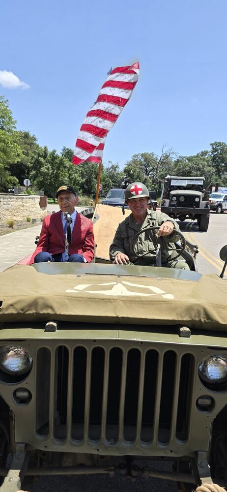 Mr. Vera in a military jeep