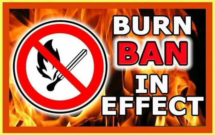 Burn Ban in Effect Picture with flames 