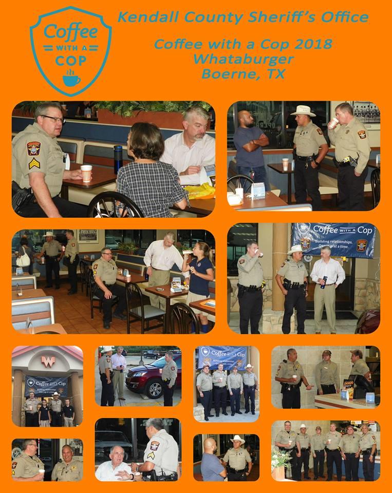 Officers drinking coffee with community at Whataburger 